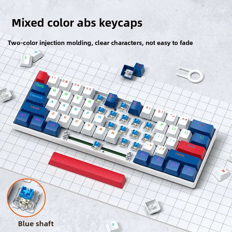 T-WOLF T60 Mechanical Laptop Keyboard RGB Gaming 61-Key Split-Color Arabic/Russian Layout Mini with USB Blue Switches