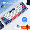 T-WOLF T60 Mechanical Laptop Keyboard RGB Gaming 61-Key Split-Color Arabic/Russian Layout Mini with USB Blue Switches