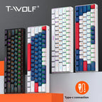 T-WOLF T60 Mechanical Laptop Keyboard RGB Gaming 61-Key Split-Color Arabic/Russian Layout Mini with USB Blue Switches