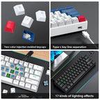 T-WOLF T60 Mechanical Laptop Keyboard RGB Gaming 61-Key Split-Color Arabic/Russian Layout Mini with USB Blue Switches