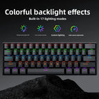T-WOLF T60 Mechanical Laptop Keyboard RGB Gaming 61-Key Split-Color Arabic/Russian Layout Mini with USB Blue Switches
