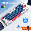 T-WOLF T60 Mechanical Laptop Keyboard RGB Gaming 61-Key Split-Color Arabic/Russian Layout Mini with USB Blue Switches