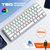 T-WOLF T60 Mechanical Laptop Keyboard RGB Gaming 61-Key Split-Color Arabic/Russian Layout Mini with USB Blue Switches