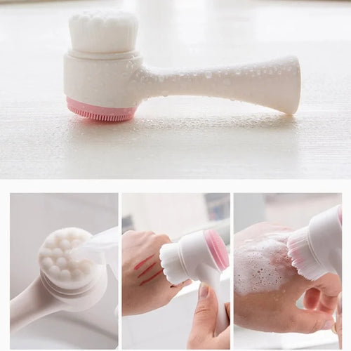 Cepillo facial de silicona de doble cara con masaje