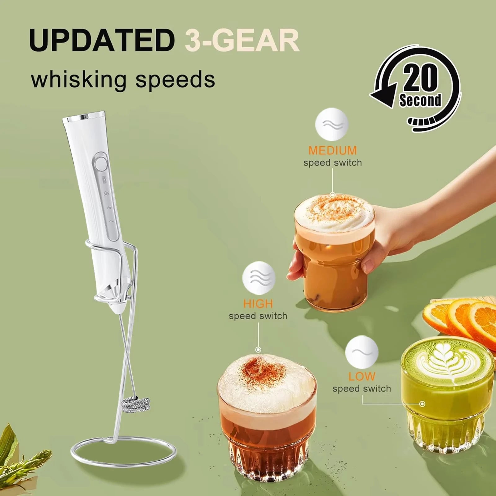 Espumador de Leche Eléctrico para Café y Bebidas