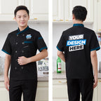1 pcs Custom logo Chef Jacket Catering Catering Restaurant Chef Jackets Short Sleeve Unisex Shirt Free design size M-4XL