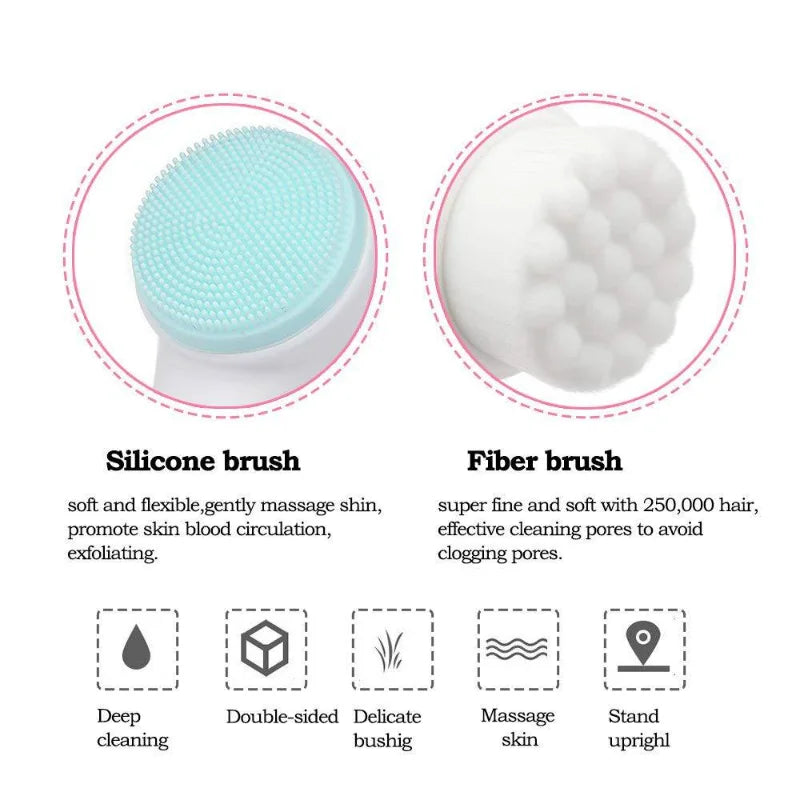 Cepillo Facial de Silicona Doble Cara con Masaje