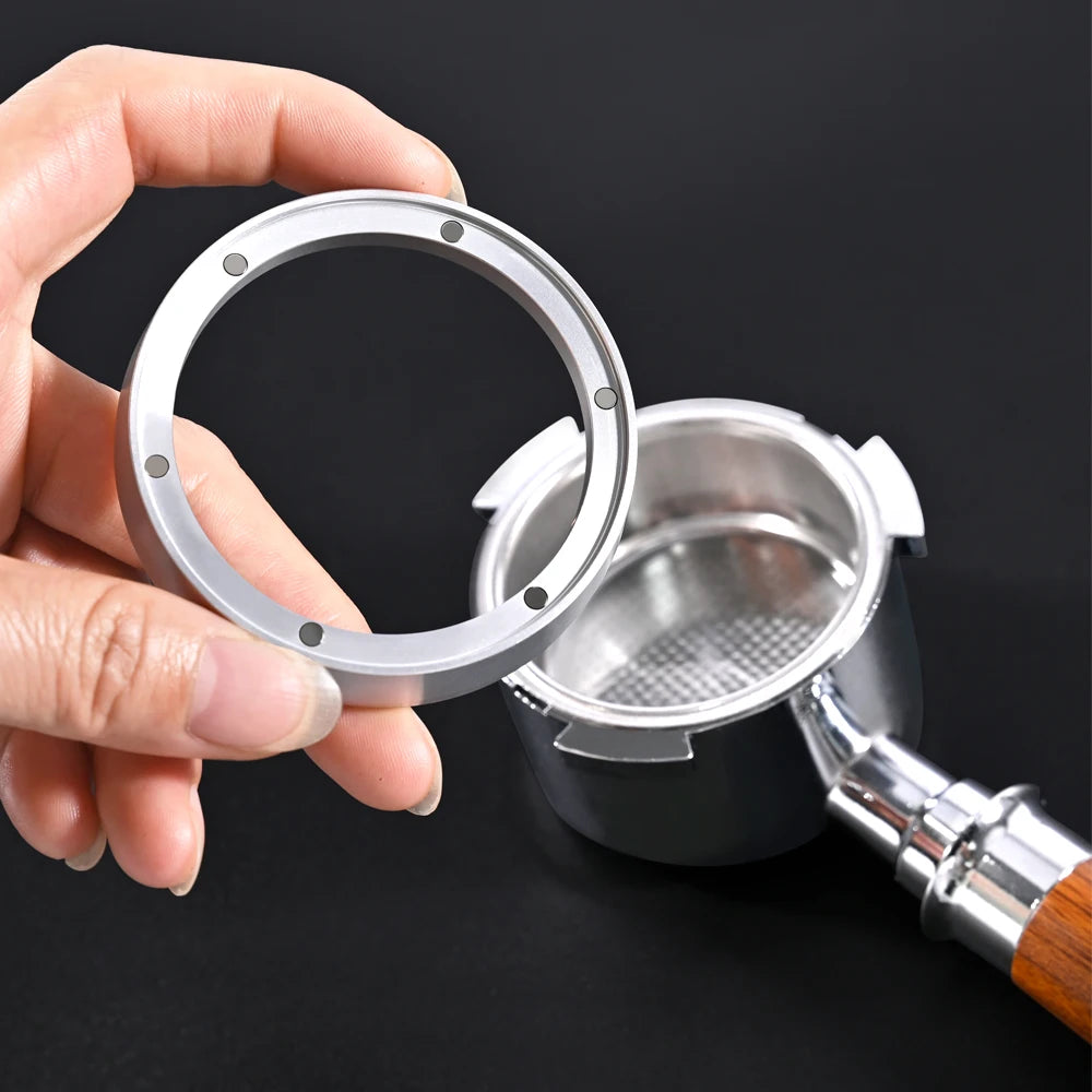 51/54/58mm Dosing Funnel with 6 Magnets Espresso Coffee Aluminum Dosing Ring Fits Portafilter Replacement Ring Barista Tools