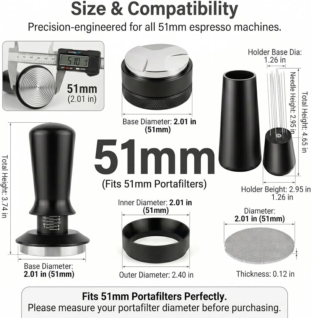 Kit Completo de Accesorios para Espresso 51mm – 5 piezas