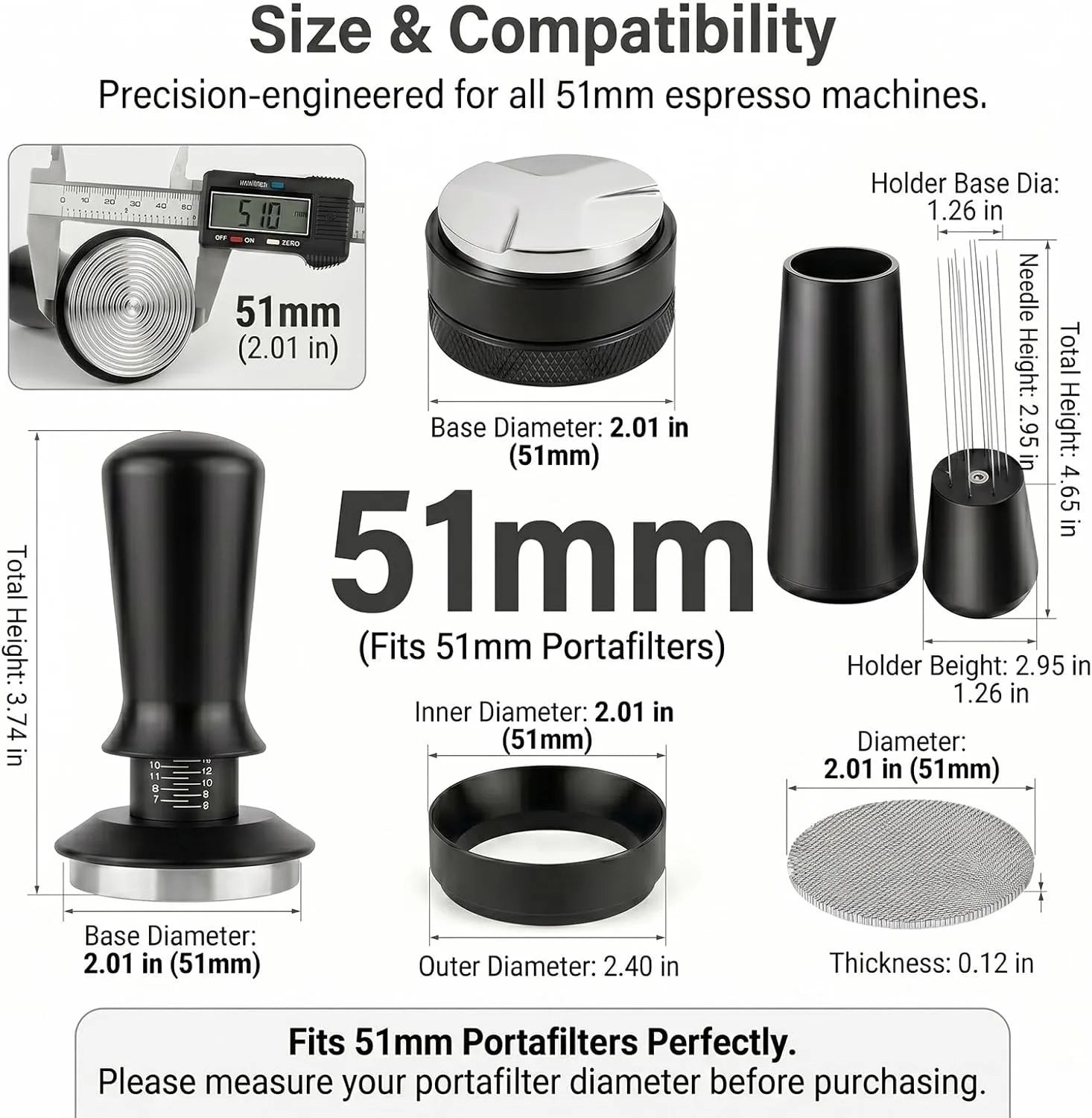 Kit Completo de Accesorios para Espresso 51mm – 5 piezas