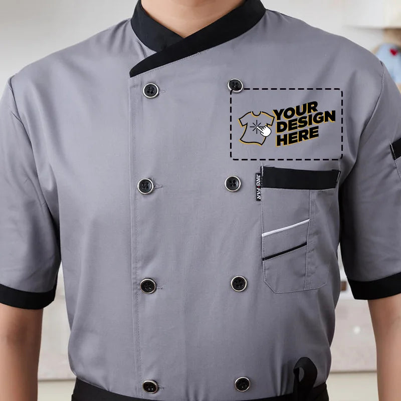 1 pcs Custom logo Chef Jacket Catering Catering Restaurant Chef Jackets Short Sleeve Unisex Shirt Free design size M-4XL