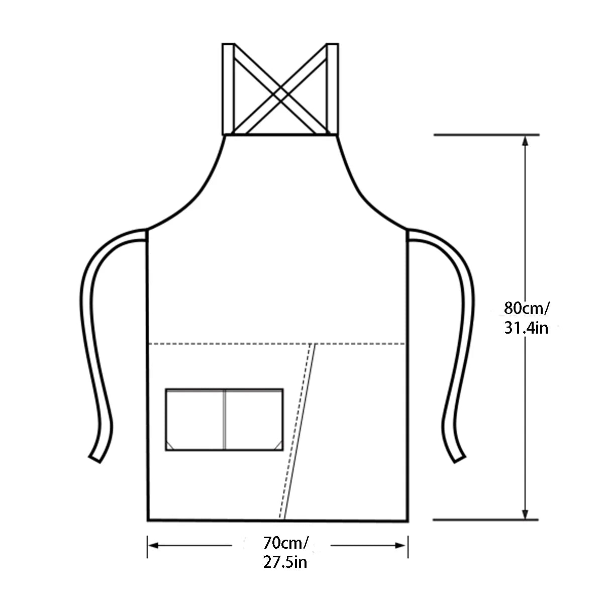 1 piece of waterproof canvas apron with pockets - split skirt design, convenient for walking, very suitable for restaurants, caf