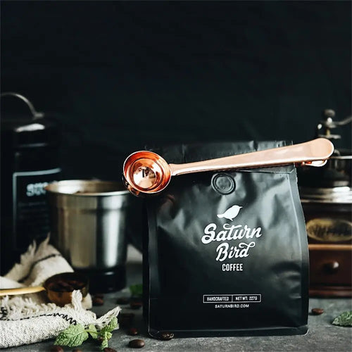 Cuchara medidora para café con clip sellador