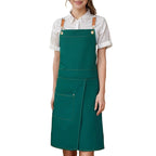 1 piece of waterproof canvas apron with pockets - split skirt design, convenient for walking, very suitable for restaurants, caf