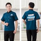1 pcs Custom logo Chef Jacket Catering Catering Restaurant Chef Jackets Short Sleeve Unisex Shirt Free design size M-4XL