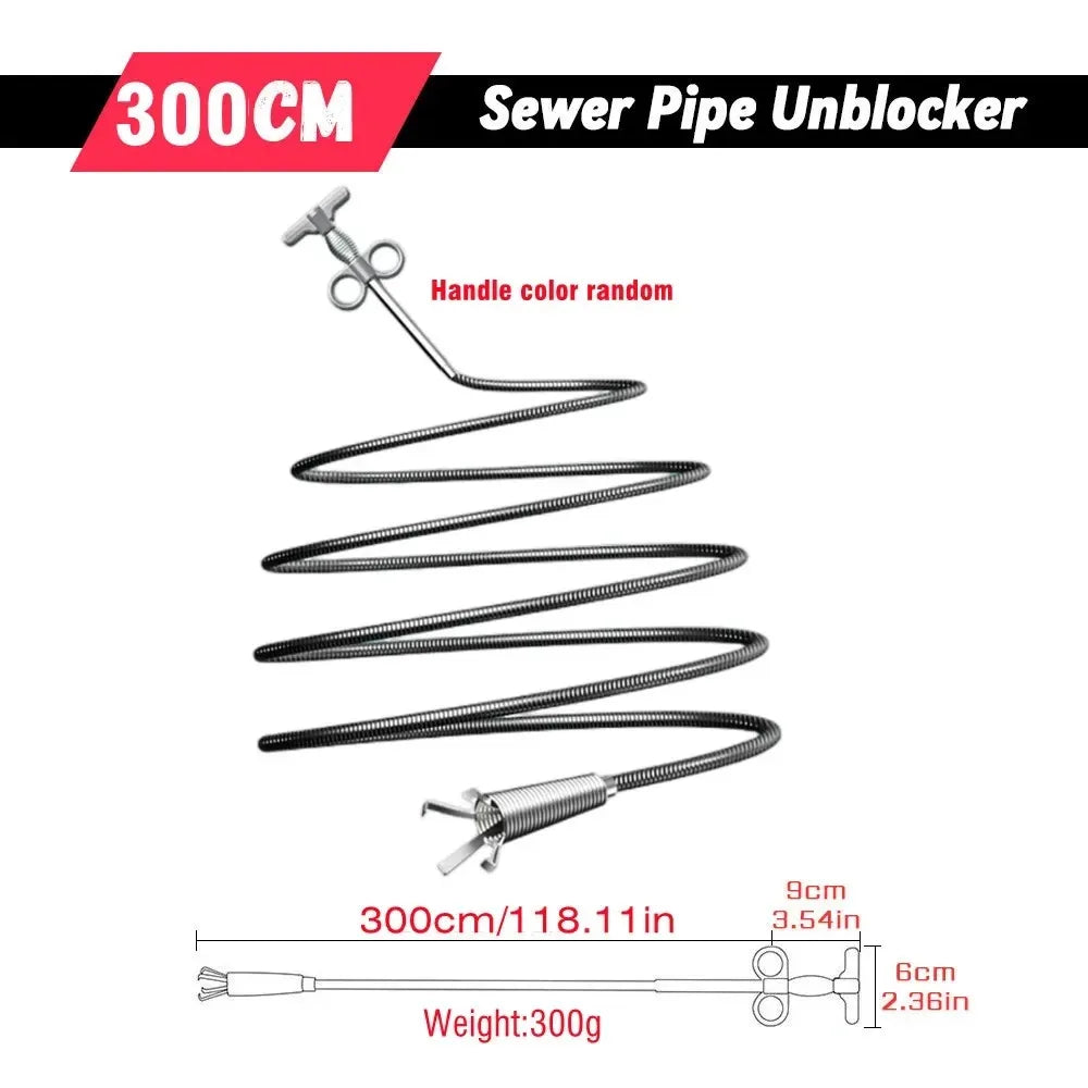 Desatascador flexible para desagües y tuberías.