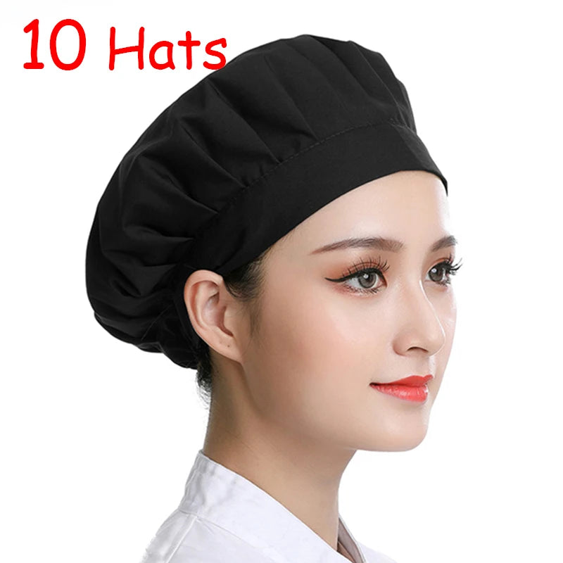 Unisex Catering Canteen Cook Hat Hotel Kitchen Cooking Chef Cap Food Service Adjustable Cap Food Factory Work Hats