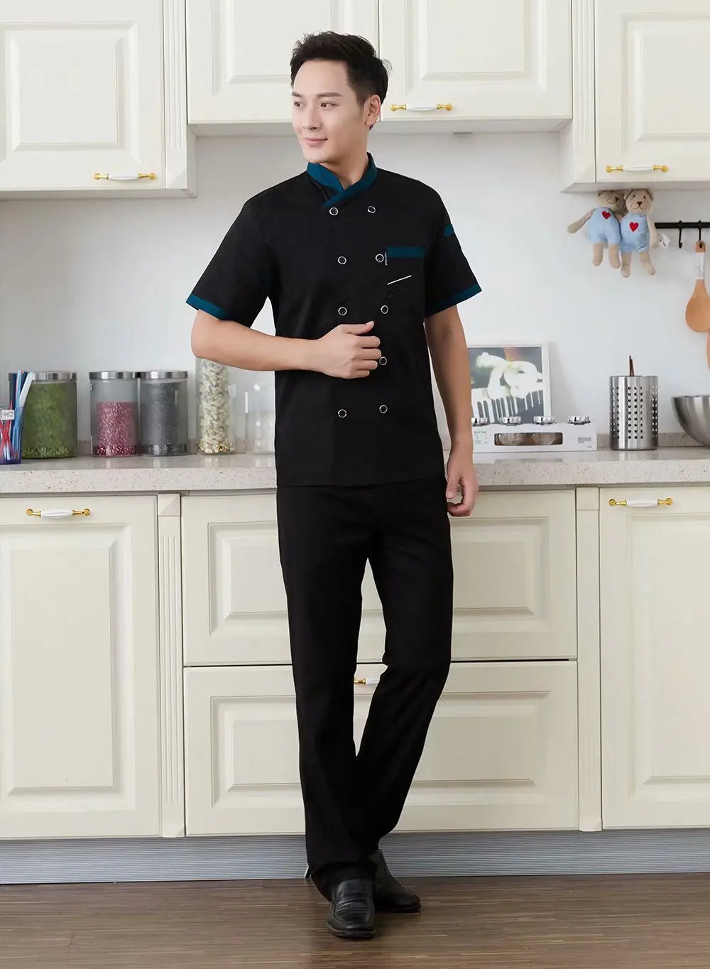 1 pcs Custom logo Chef Jacket Catering Catering Restaurant Chef Jackets Short Sleeve Unisex Shirt Free design size M-4XL