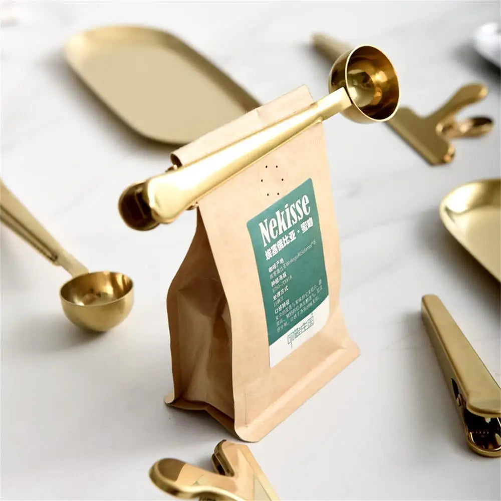 Cuchara medidora para café con clip sellador