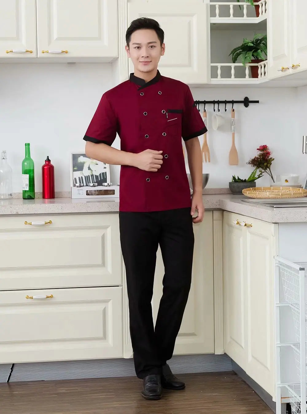 1 pcs Custom logo Chef Jacket Catering Catering Restaurant Chef Jackets Short Sleeve Unisex Shirt Free design size M-4XL