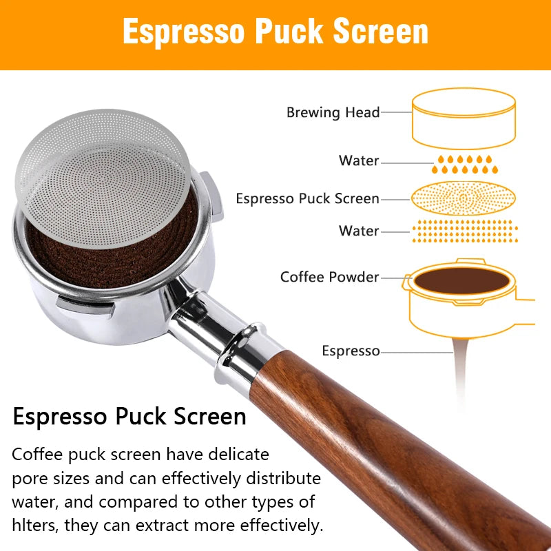 Espresso Puck Screen Coffee Filter Reusable Stainless Steel Holder 0.2mm For 51/54/58mm Coffee Portafilter Barista Accessories