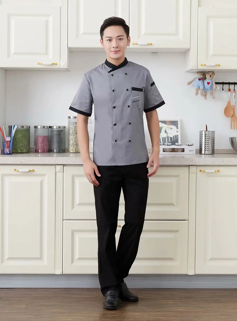1 pcs Custom logo Chef Jacket Catering Catering Restaurant Chef Jackets Short Sleeve Unisex Shirt Free design size M-4XL