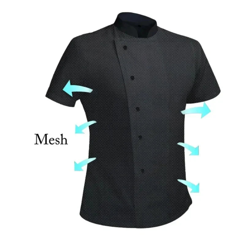 Nueva chaqueta de chef de malla transpirable 360° para hombre y mujer