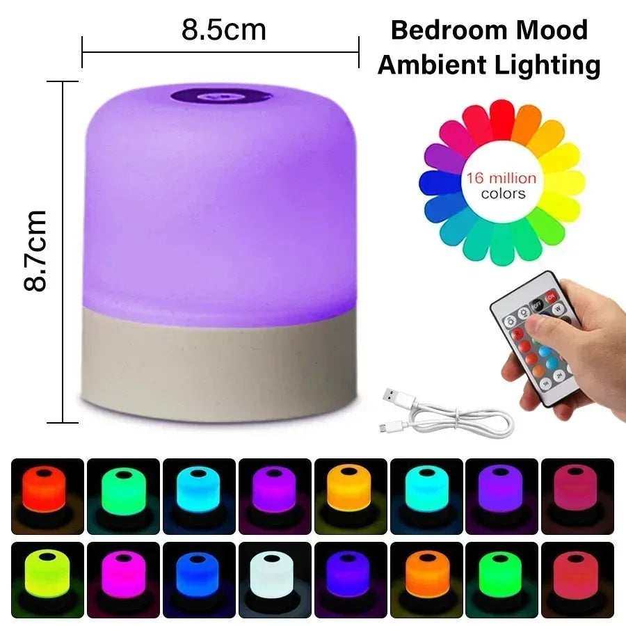 💡 Lámpara LED Táctil Recargable | Luz Nocturna con Control Remoto