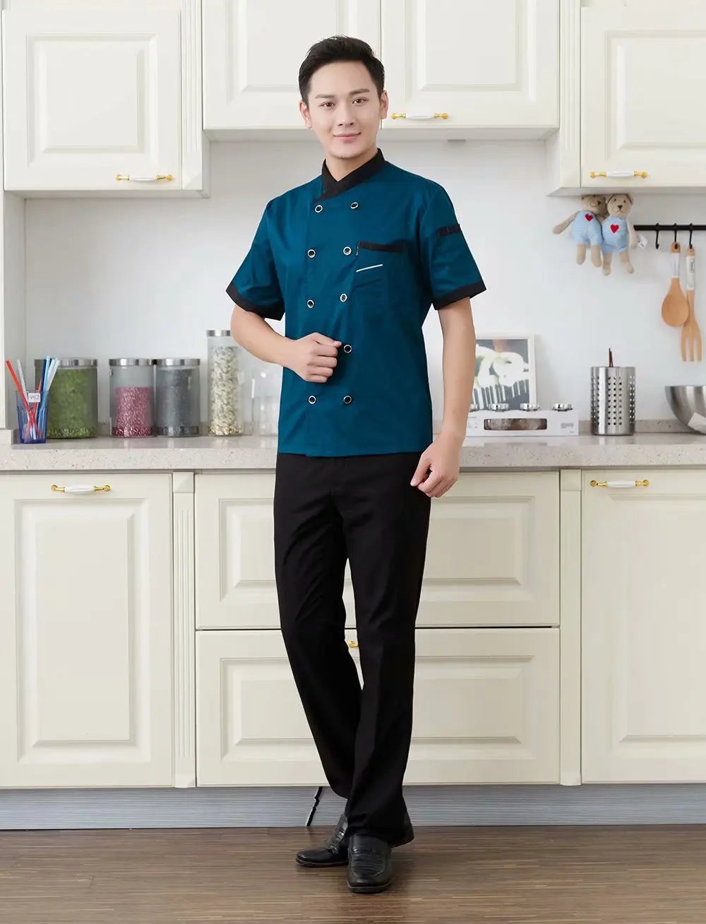 1 pcs Custom logo Chef Jacket Catering Catering Restaurant Chef Jackets Short Sleeve Unisex Shirt Free design size M-4XL