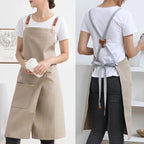 1 piece of waterproof canvas apron with pockets - split skirt design, convenient for walking, very suitable for restaurants, caf